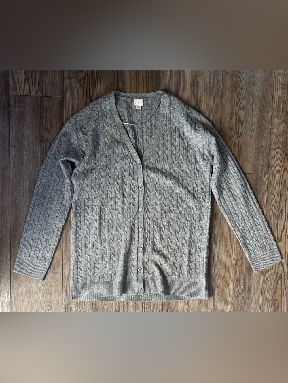a new day Gray Cable-Knit Button-Front Cardigan